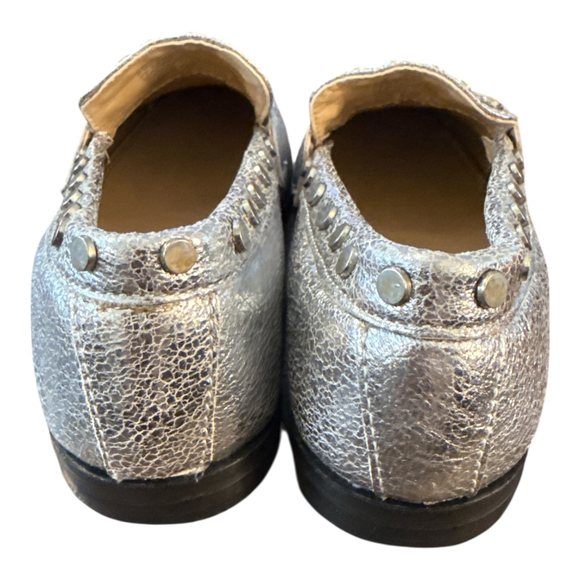 Steve Madden Women's Metallic Silver Studded Loafers, Size 6.5, Classic Slip-On - Picture 3 of 4